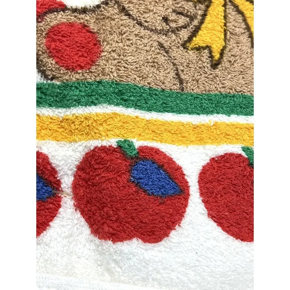 Vintage Childrens Kids Bath Towel Set Balloons Bear Apples Bathroom NWT 3pcs